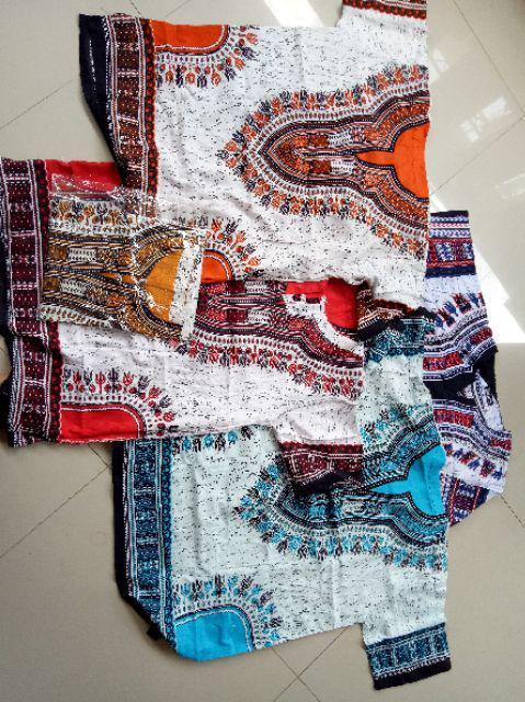 Kaos Pantai Kaos Etnik Dashiki All Size Pria Wanita Dasar Putih New