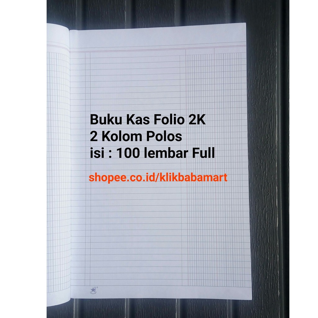 BUKU KAS FOLIO 2K DUA KOLOM HARD COVER 100 LEMBAR FULL POLOS BUKU KEUANGAN AKUNTANSI ADMINISTRASI-1