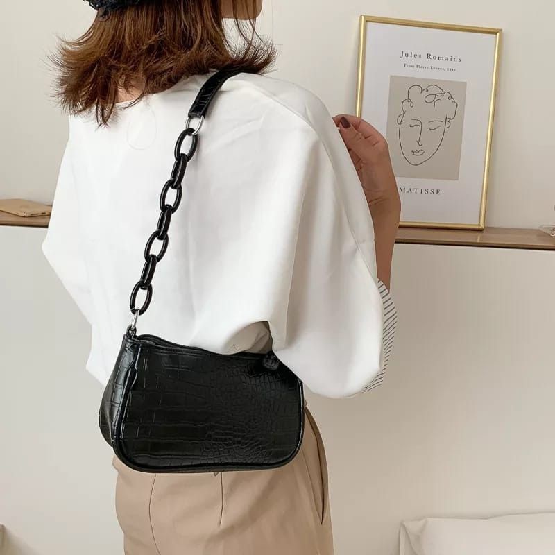 Tas Selempang Wanita / Tas Croco Rantai / Shoulder Bag Fashion Impor Kombinasi Rantai