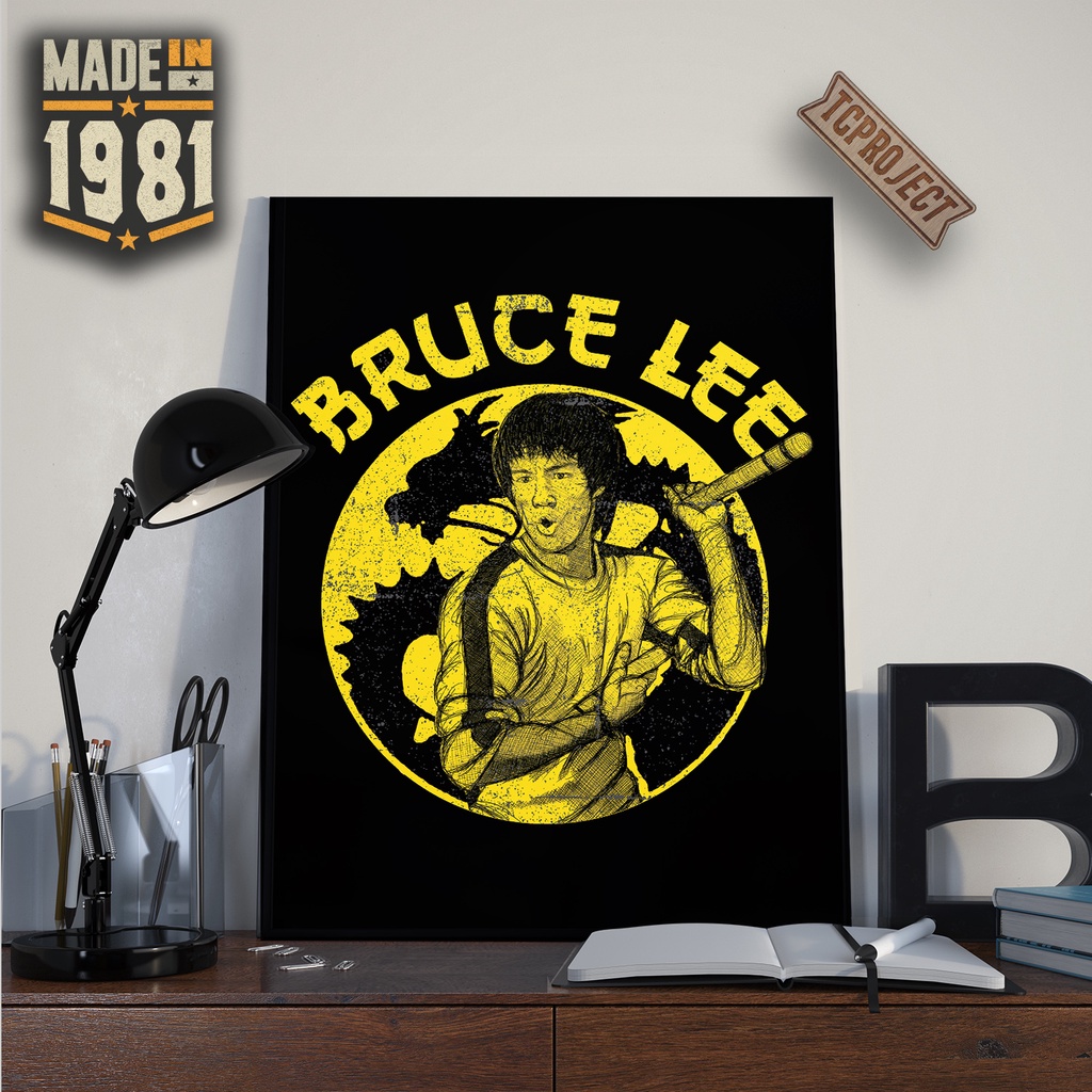 Poster Bruce Lee Dragon - Poster Kayu - Hiasan Dinding