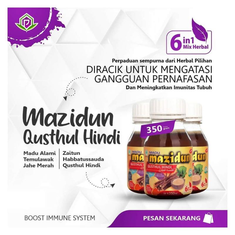 Mazidun 6 in 1 Madu Qusthul Hindi Al Qust Al Hindi Habbatussauda Zaitun Jahe Merah Teumulawak DLL