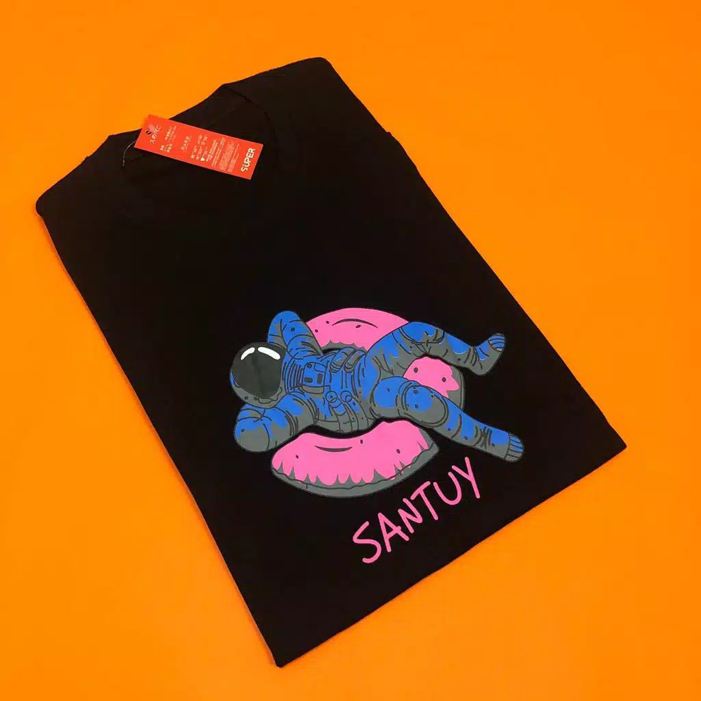 Kaos Pria Atasan Distro T-Shirt Kaos Astro Donat Hitam