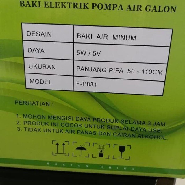 Pompa Galon air Elektrik FLECO F-P831 - BAKI ELEKTRIK POMPA AIR GALON - Pompa Galon Elektrik