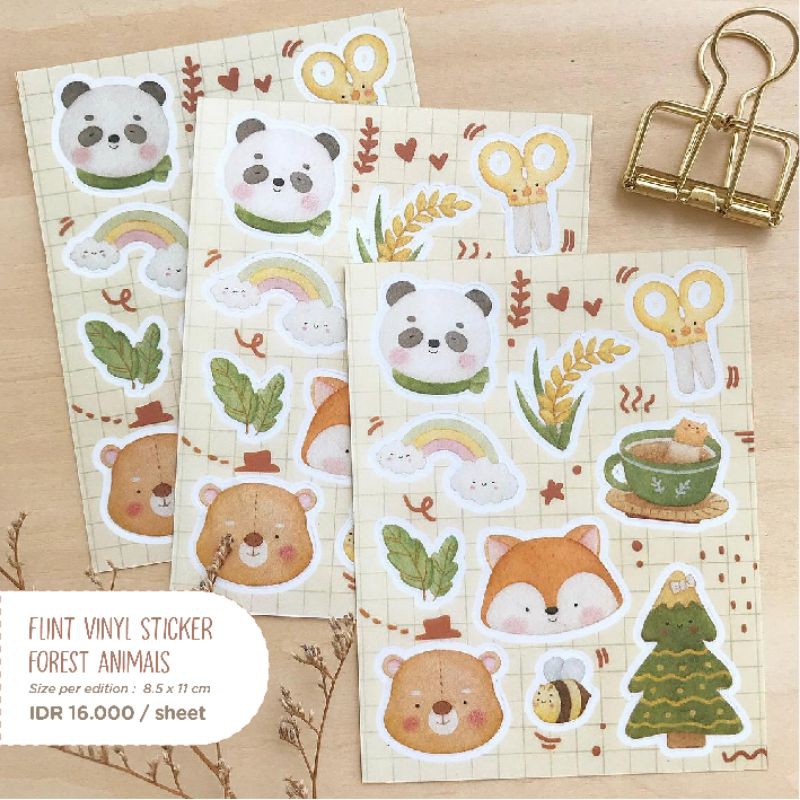 cute sticker favorite food vinyl sticker doff anti air forest morning rainbow animal animals bear panda retro rustic by flint baby shop