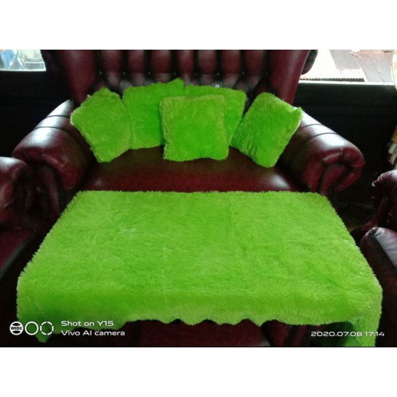 Taplak + 5 bantal sofa rasfur...Bantal ukuran 35 cm...taplak 150 cm x 50 cm