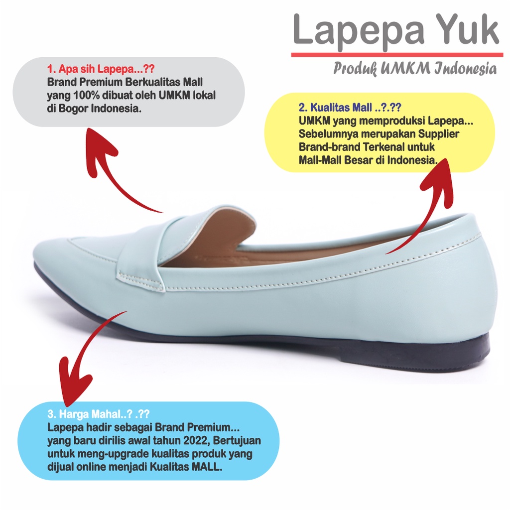 LAPEPA YUK - Sepatu Flat Shoes Wanita TITIAN MINT Untuk Kerja kantor Spatu Flatshoes Ballerina Cewek Kuliahan Jalan Santai Casual Empuk Nyaman Slop Lancip Warna Hijau Sage Kasual Formal Selop Premium Original Kekinian Terbaru Shoes ORI Mall Official Store