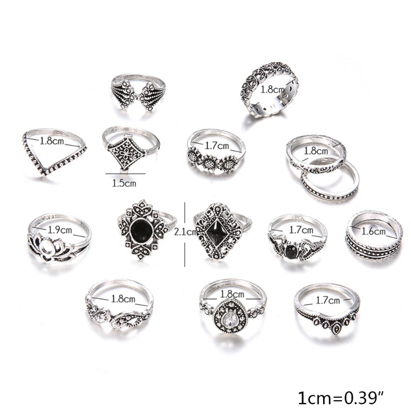 Glitter 15 Pcs/Set Women Vintage Alloy Hollow out Midi Joint Finger Rings Set Knuckle Ring Jewelry Gifts