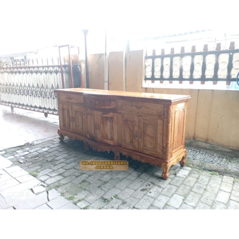 meja Tv bufet panjang 2 meter lemari kecil bahan kayu jati Jepara