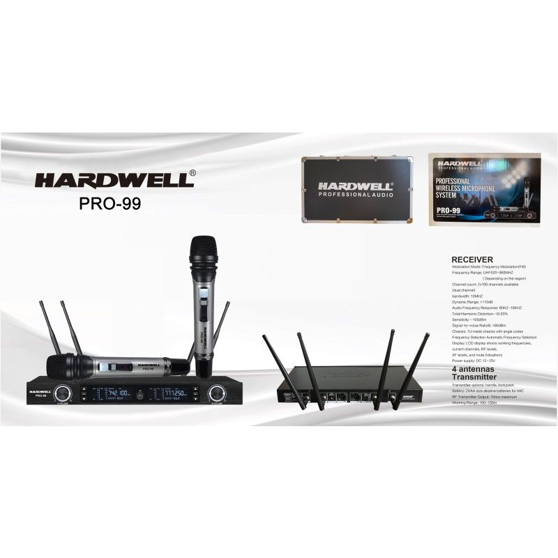 Mic wireless hardwell pro99.original mic pegang+pegang.multi chanell  UHF.