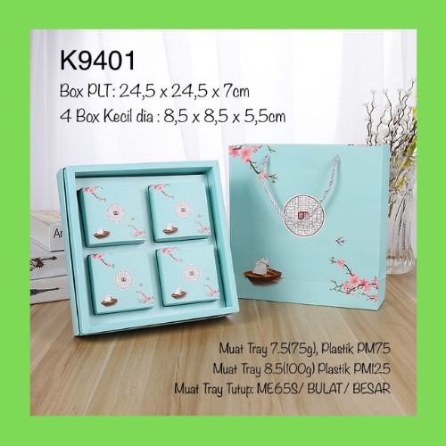 

Box Mooncake Box Hampers Kotak Kado Gift Box Dus Kue Bulan Cake Box Kardus Packing Kemasan Cake (4pcs)