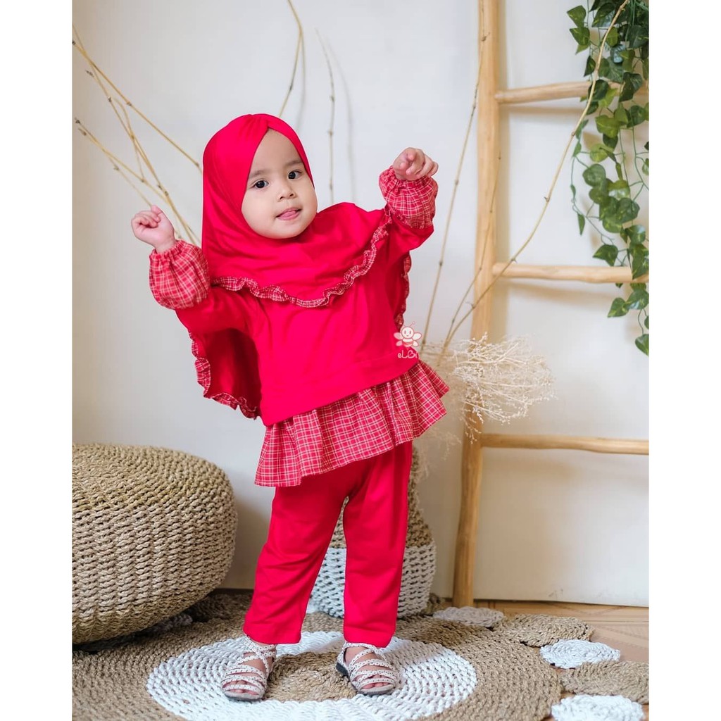 Baju Muslim Anak 1-6 Tahun / Baju Muslim Anak Qiandra Set eLBi / Baju Gamis Anak Perempuan Rayon