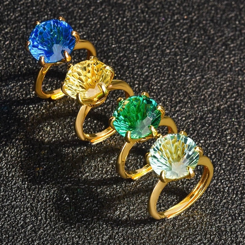 Cincin Batu Permata Citrine Warna-Warni Model Terbuka Untuk Fashion