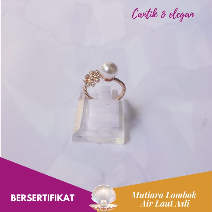 CINCIN MUTIARA LOMBOK ASLI AIR LAUT GRADE A BERSERTIFIKAT / PERHIASAN MUTIARA ASLI LOMBOK CML049