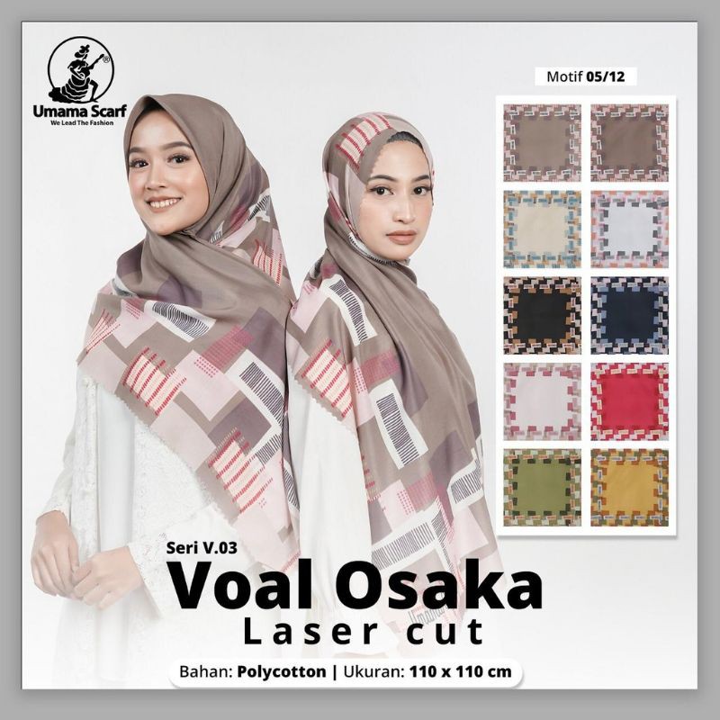 ❤Miss.Vinka❤ Jilbab Umama Osaka Voal Segi Empat / Hijab Square Motif LaserCut TERBARU