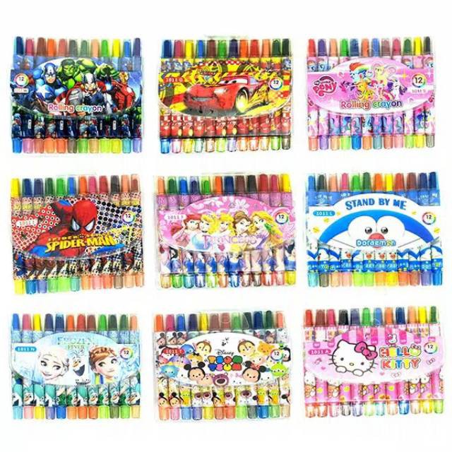 

Crayon putar karakter oil pastel rolling crayon 12warna/ crayon/ pewarna