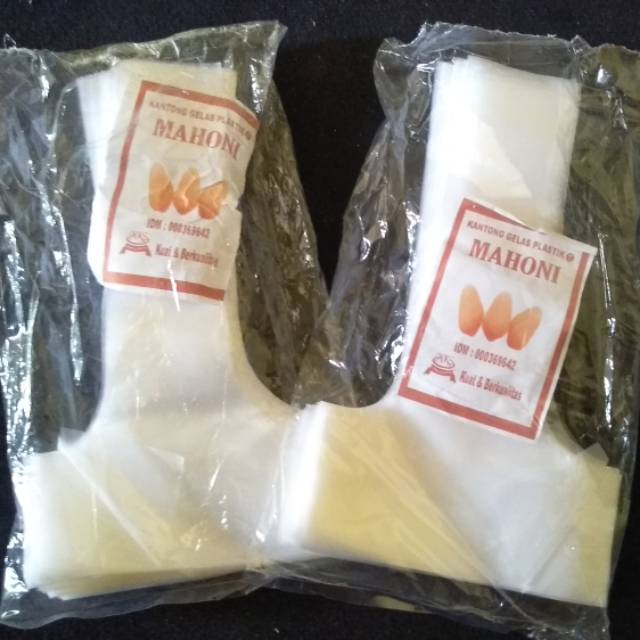 Plastik T Mahoni tenteng gelas cup