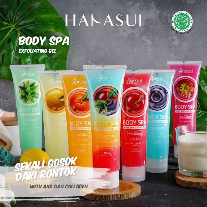 [HANASUI] BODY SPA Exfoliating Gel 300ml LEMON, STRAWBERRY, LEMON, RAINBOW, ALOE VERA, COFFEE