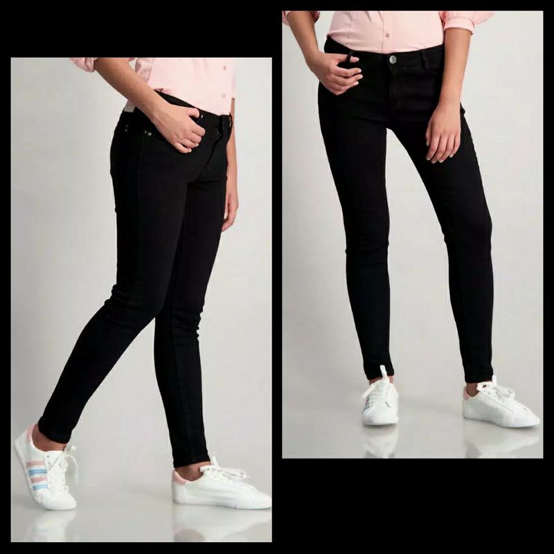 Celana Jeans Wanita warna Hitam Polos CARDINAL GIRL