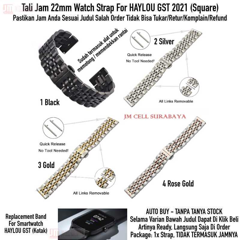 Watch Strap Haylou GST LS09B (Kotak) - Tali Jam 22mm Dual Color Stainless Steel