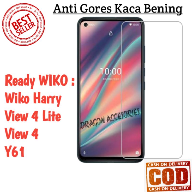 Wiko Harry View 4 Lite Y61 Anti Gores Kaca Bening Tempered Glass Screen Protector Pelindung Layar
