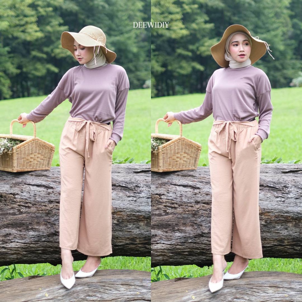 CELANA KULOT CRINKLE PREMIUM MUAT SAMPAI JUMBO - FLOWY PANTS DEEWIDIY