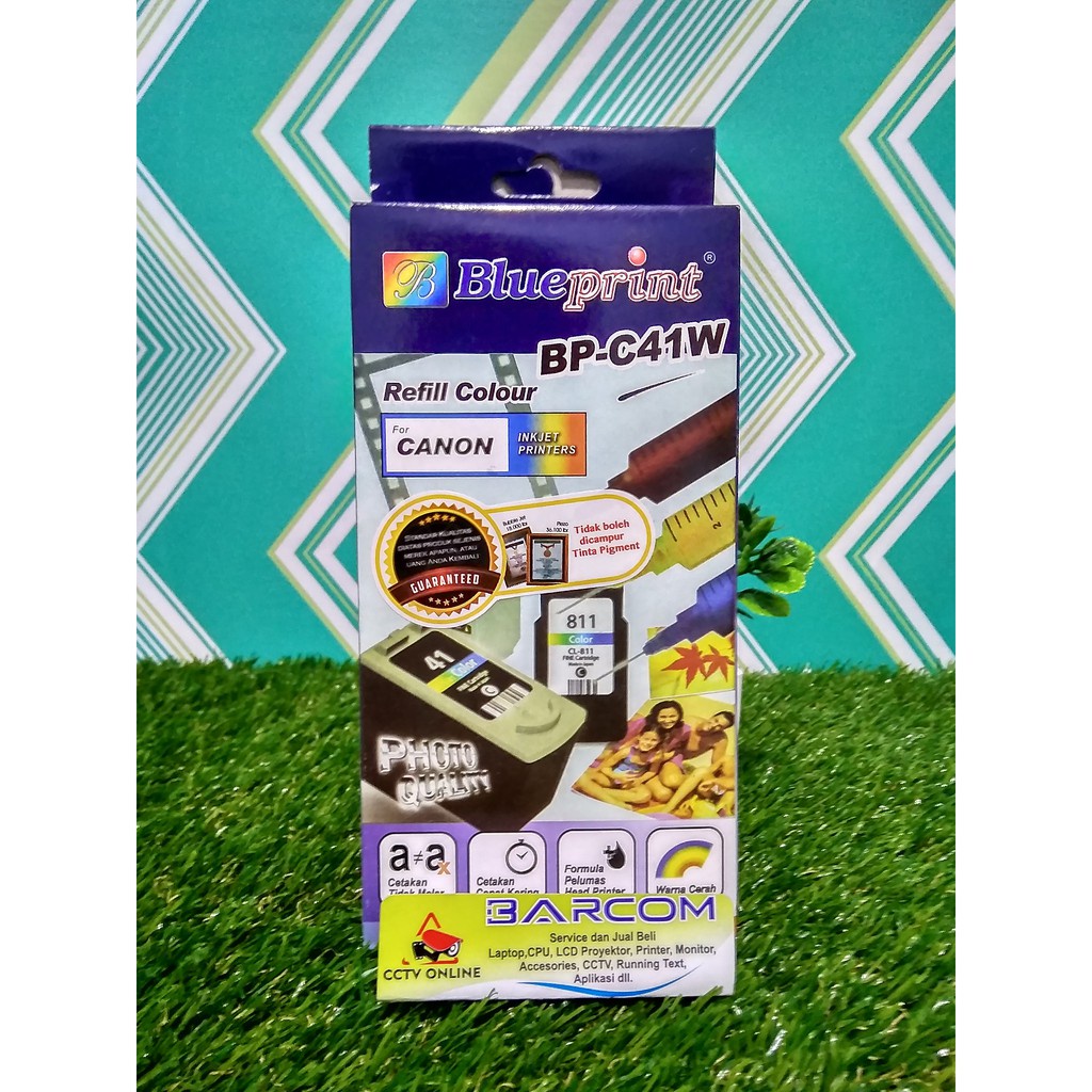 Refill Kit Tinta Suntik Blue Print Colour Warna BP-C41W + HITAM BP-C02K Printer Canon