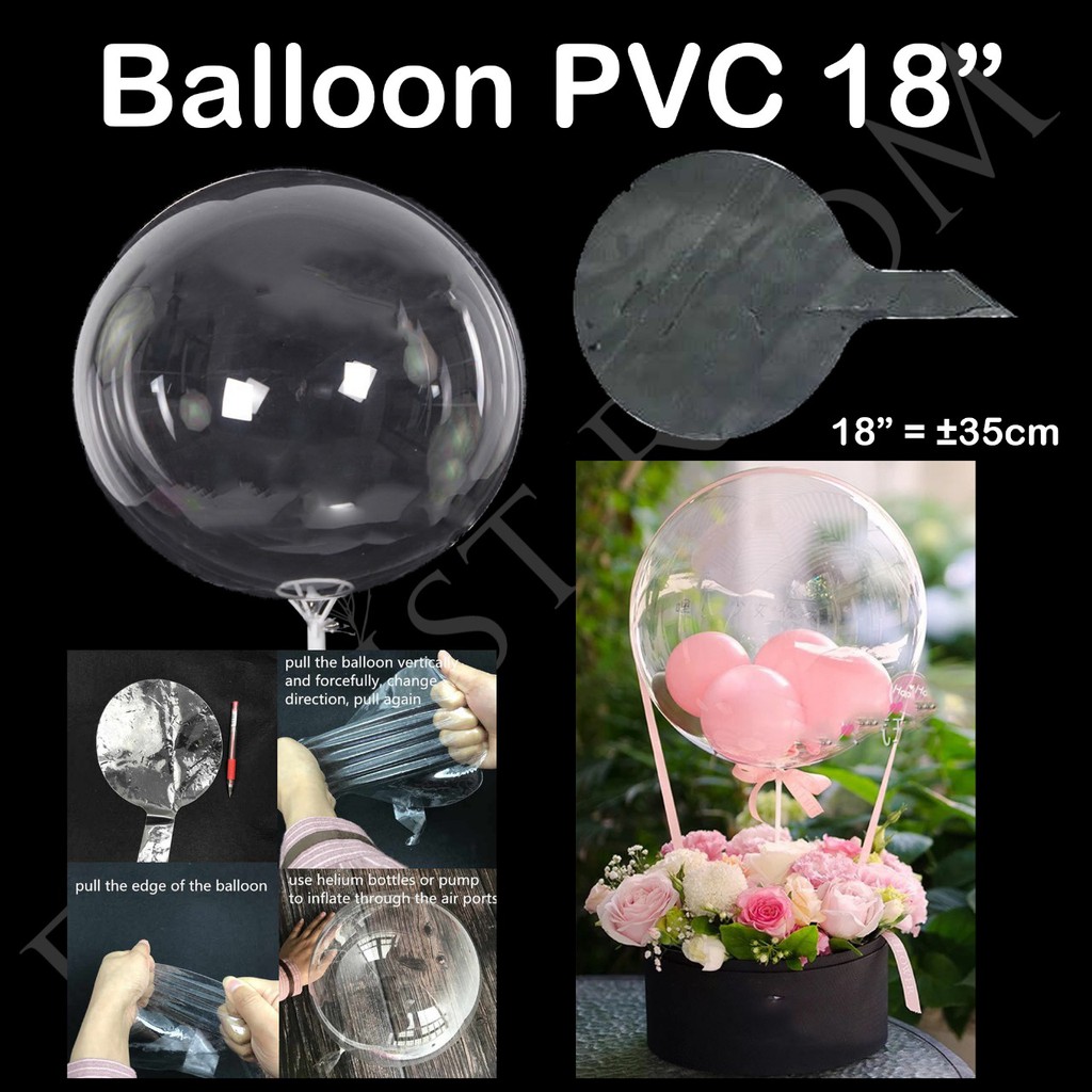 100pcs Balloon PVC Bulat 18 inch Balloon Transparant balon bening