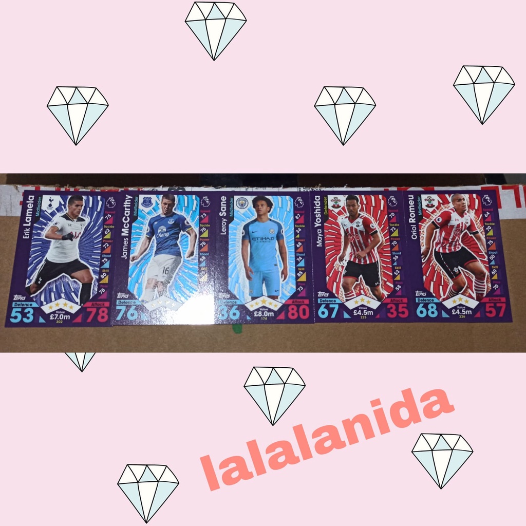 Match Attax Premier League 2016/2017 Man City Tottenham dll Murmer Abis