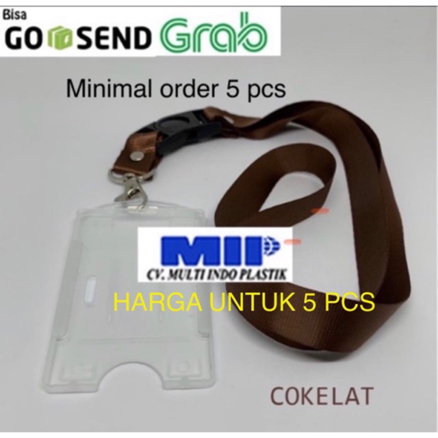 Tali nametag coklat/ tali id card murah/casing nametag/tali lanyard 2 cm/cover id card/sampul kartu