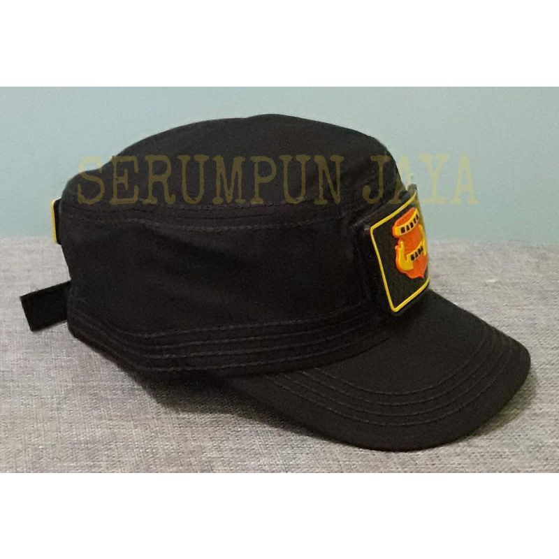 TOPI COKLAT KOMANDO GADA MADYA - TOPI GADA MADYA COKLAT KOMANDO 2 PATCH VELCRO