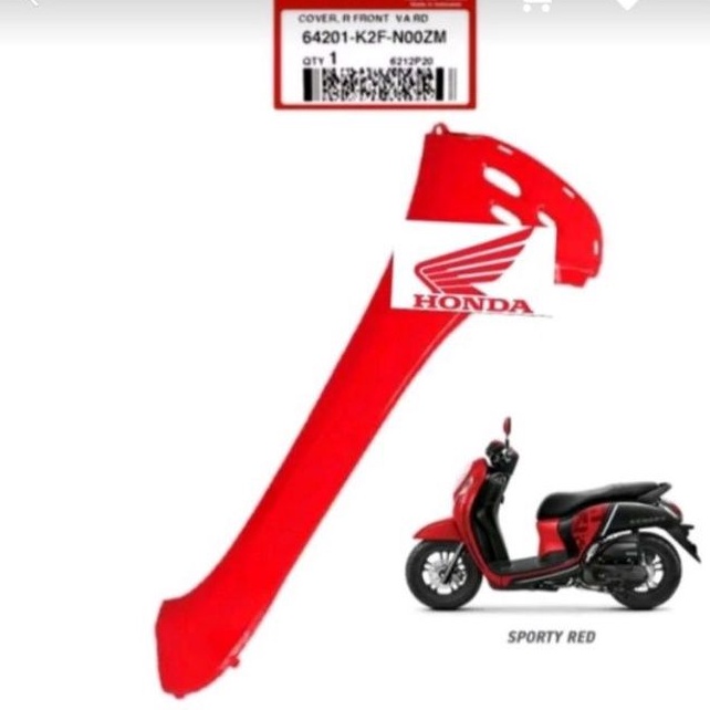 64202-K2F-N00ZM sayap depan garnish depan scoopy k2f new tahun 2021 merah asli honda