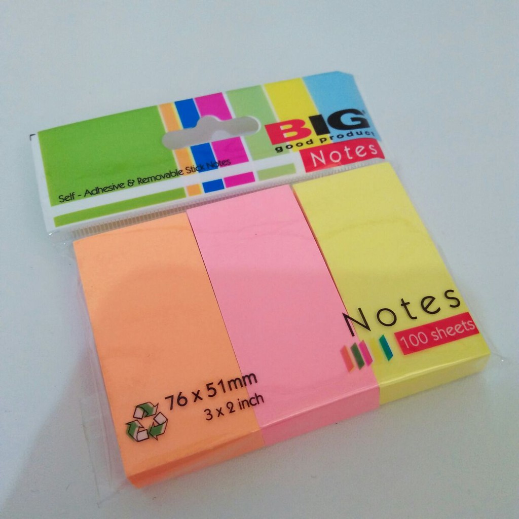 Jual BIG Sticky Notes 76x51 3 Wrn Pembatas & Penanda Kertas Index And ...