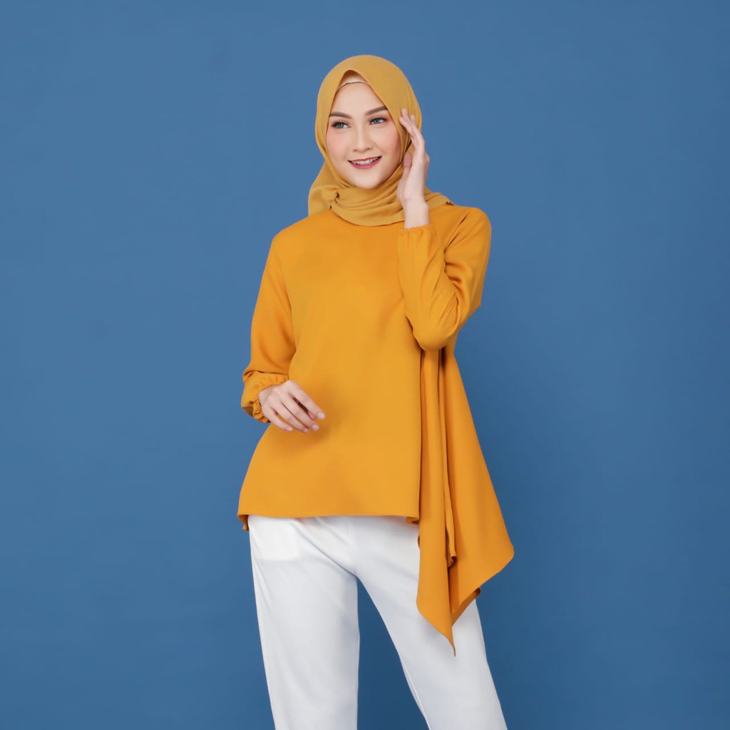 Tokomilkan - Atasan Kemeja Tunik Wanita SABILA TOP | Blouse Cewek Bahan Moscrape