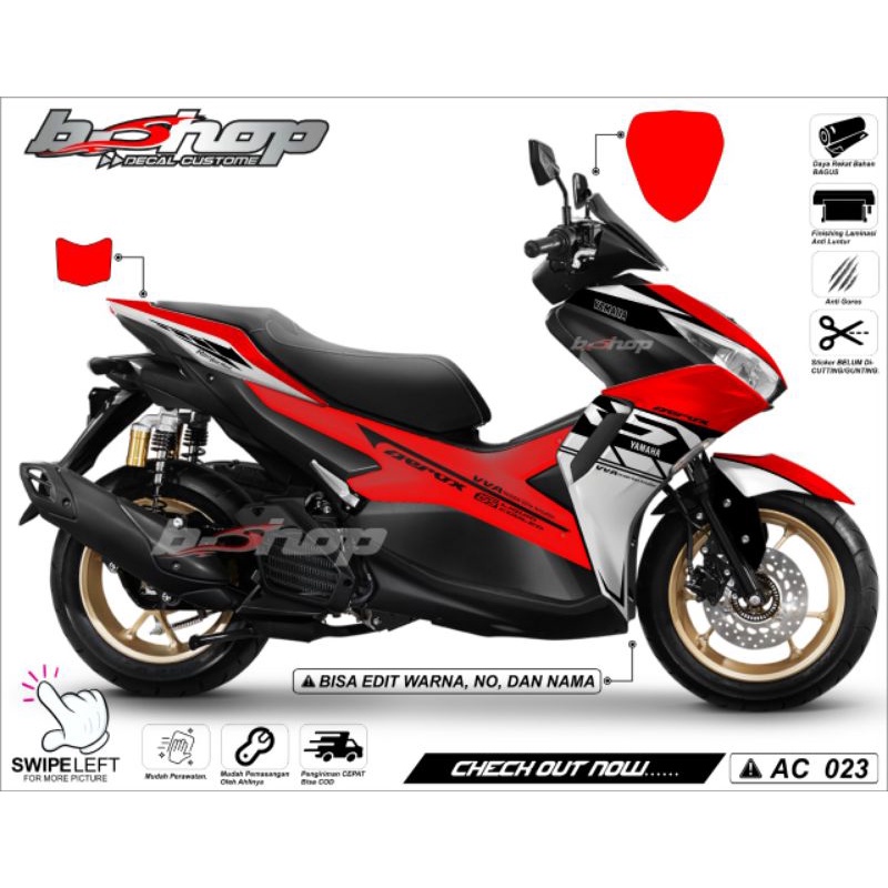 Decal Sticker Aerox New Conected Full Body Variasi Motif Warna Merah Abu