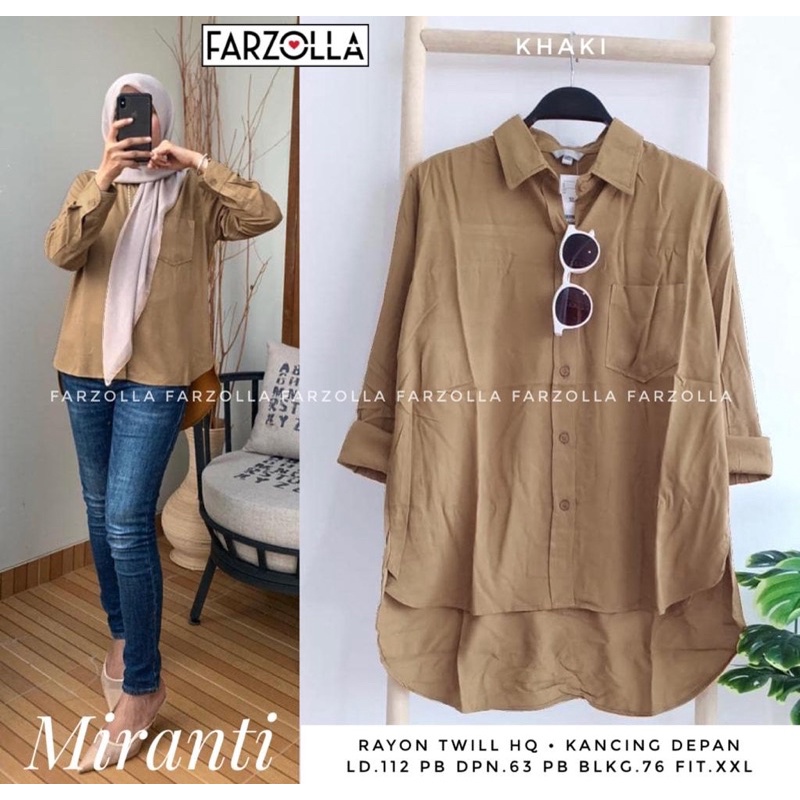 Baju Atasan Wanita Kemeja Polos Adem Ringan Miranti Original by Farzolla