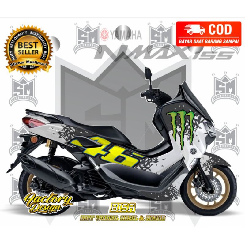 Decal NMAX New Monster energy Variasi putih sticker full body
