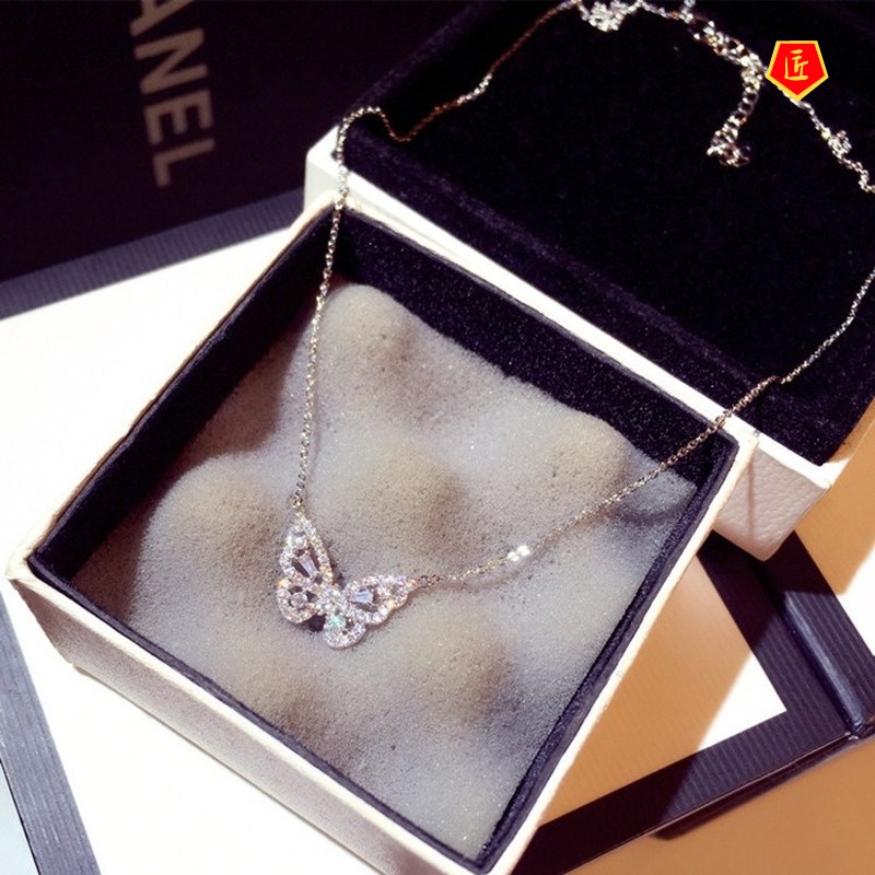 [Ready Stock]Super Fairy Niche Hollow Butterfly Pendant Female Micro Inlaid Zircon Fashion Design