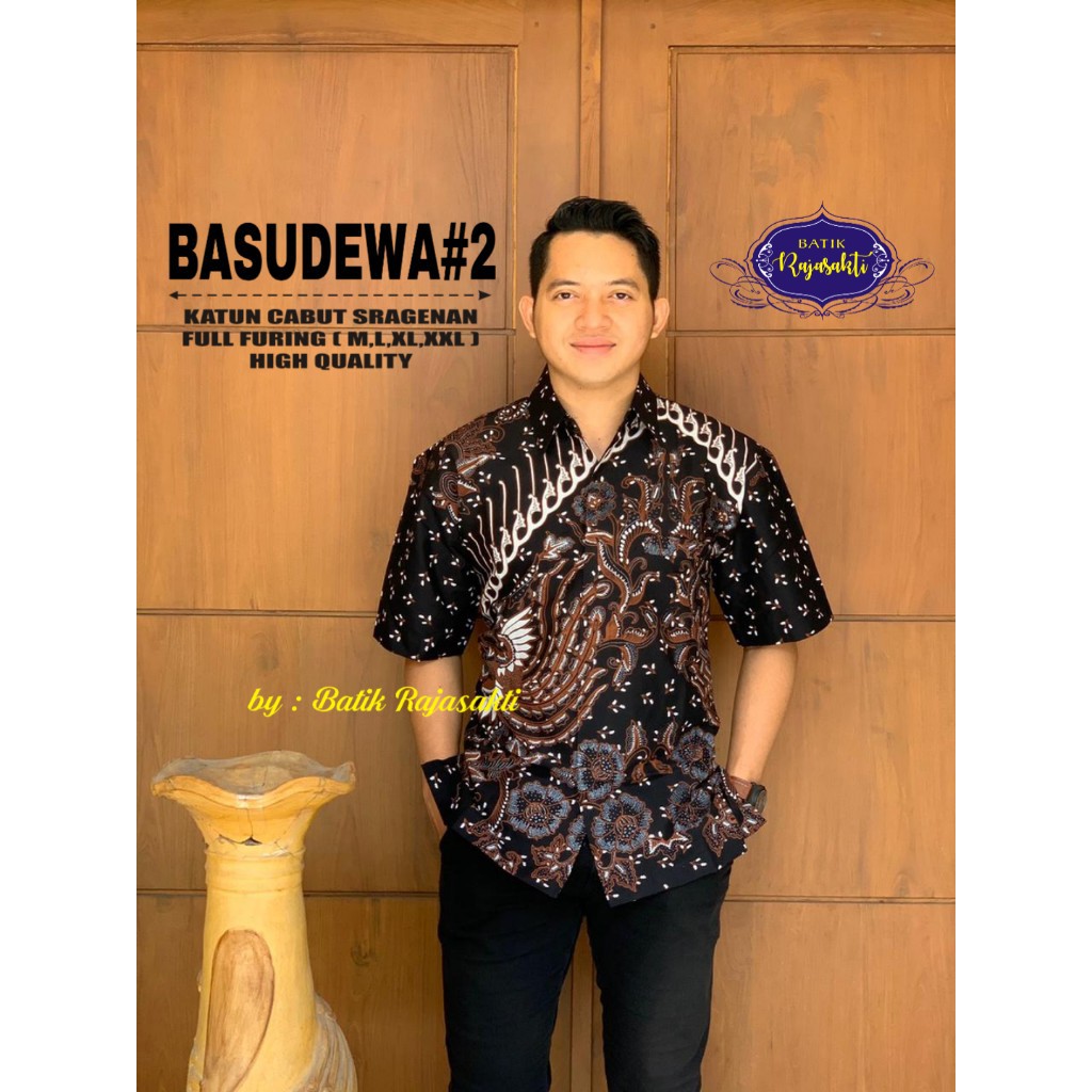 BASUDEWA PENDEK BAJU kemeja batik pria lengan panjang terbaru ORIGINAL  PENDEK modern PREMIUM