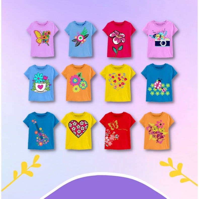 TEESKIDS KAOS ANAK PEREMPUAN FLOWER SERIES BAHAN KATUN 95RB DAPAT 3PCS