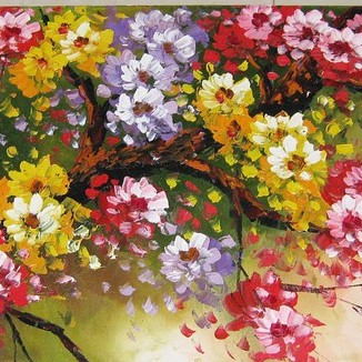 Lukisan Bunga Sakura Yang Indah Dan Mengagumkan Ukuran 120 Cm X 45