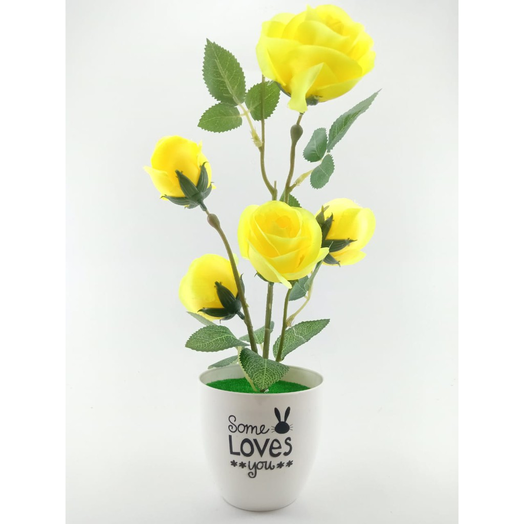 COD BUNGA PLASTIK BUNGA PAJANGAN IMITASI BUNGA ARTIFISIAL BUNGA MAWAR TANAMAN HIAS BP8842-KUNING