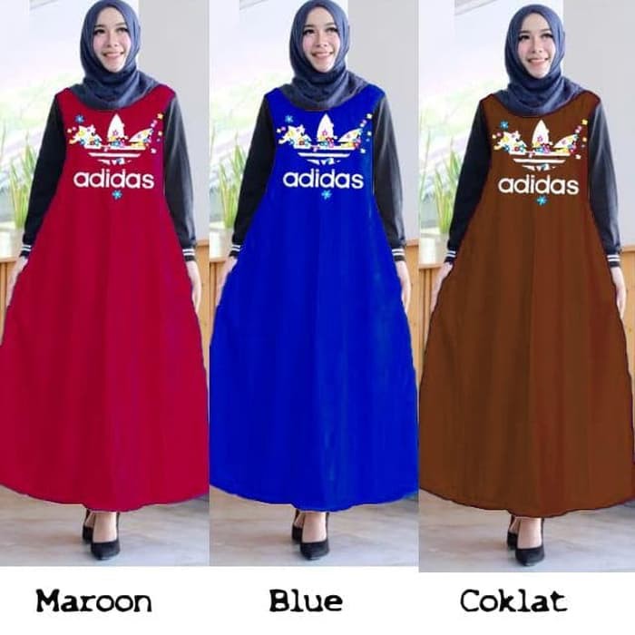 grosir fashion jakarta - baju GAMIS muslim wanita SHALIMAR 3 warna Cokelat