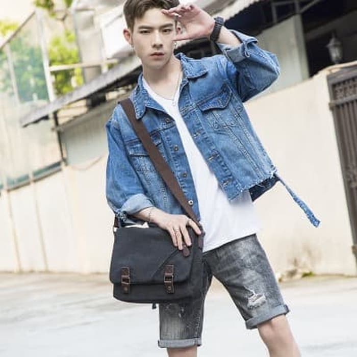 Ssb Zuo Lun Duo Tas Selempang Pria Kanvas Shuolder Bag Coklat - C WU971  Tsd113 Bahan Kwali Baik M
