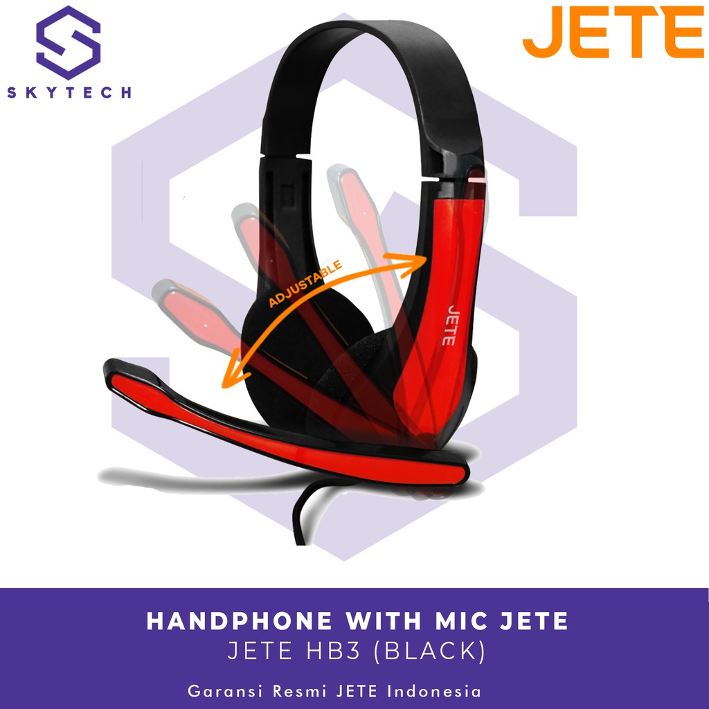 HEADSET KABEL JETE HB3 BLACK ORIGINAL GARANSI RESMI