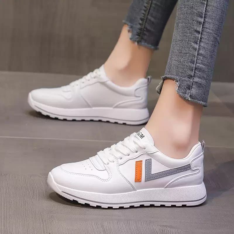 Sneakers wanita Korea garis centang pl03