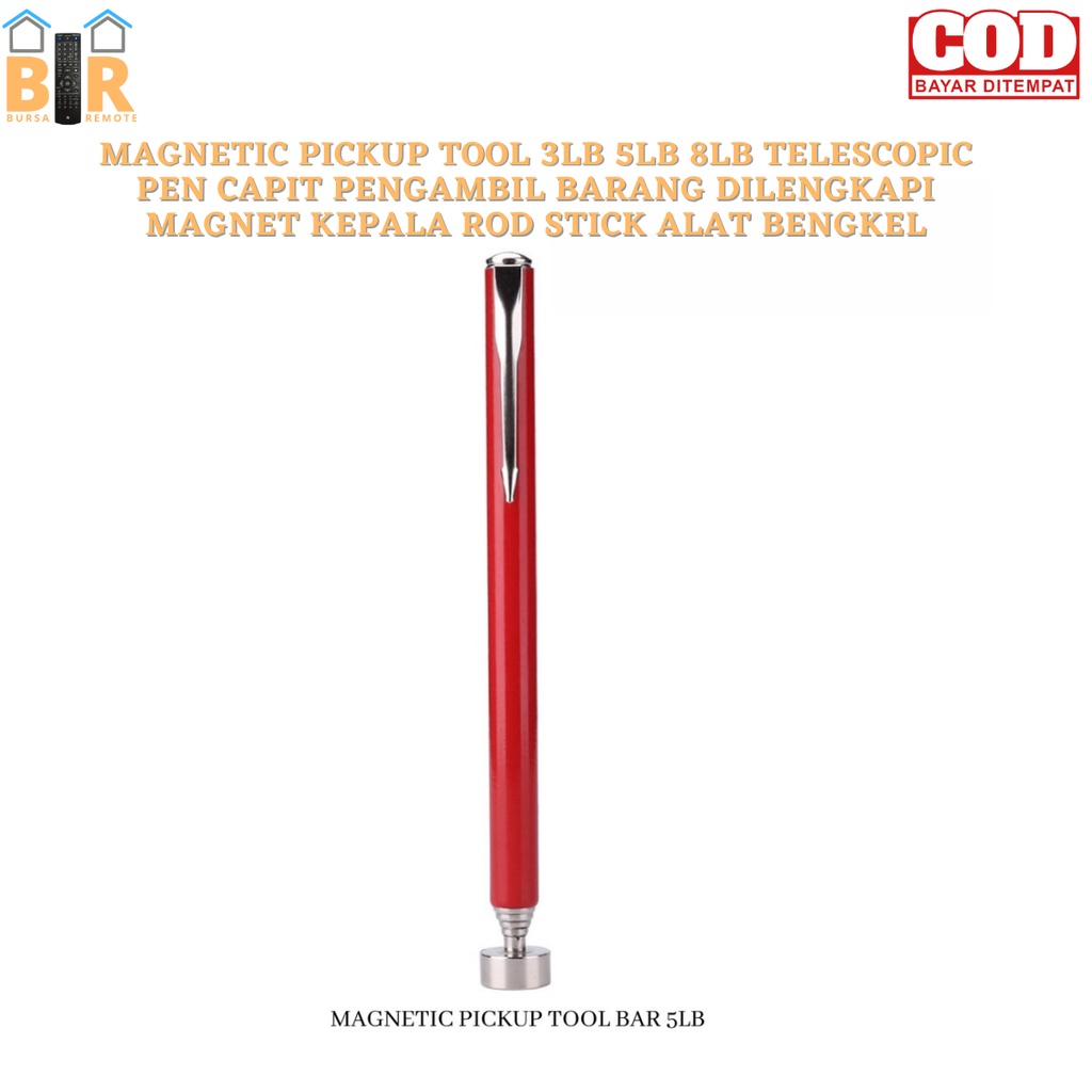 MAGNETIC PICKUP TOOL 3LB 5LB 8LB TELESCOPIC DILENGKAPI MAGNET KEPALA ROD STICK ALAT BENGKEL