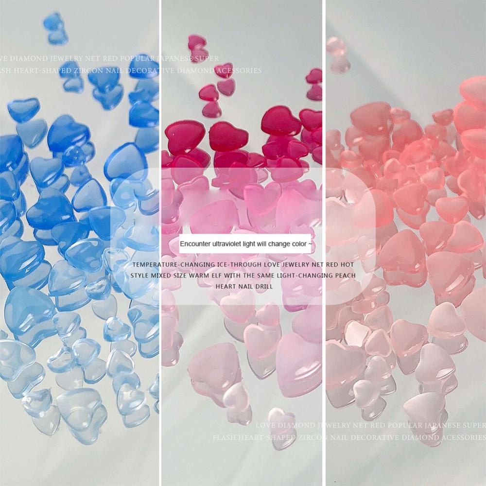 Timekey 100pcs Stiker Kuku Transparan Fotochromic Love Untuk Dekorasi Nail Art DIY A2K2
