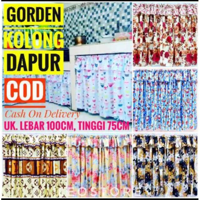 Gorden Kolong Meja Dapur Motif Bunga / Gorden Kolong Meja / Gorden