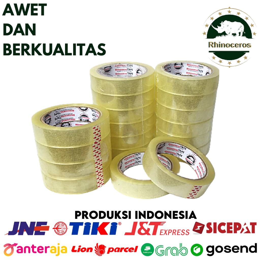 Lakban Bening Putih RHINOCEROS Tape Clear 24MM x 90YARD Lakban 1 inci