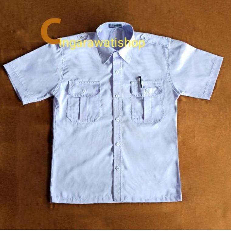 Laris Baju PDH Putih Pns Kemeja Putih Dinas Pria Baju Putih Pangkat Lengan Pendek Bahan Drill Tebal